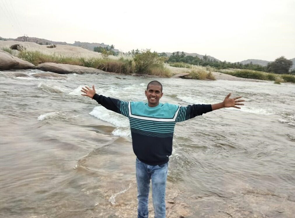 man in river