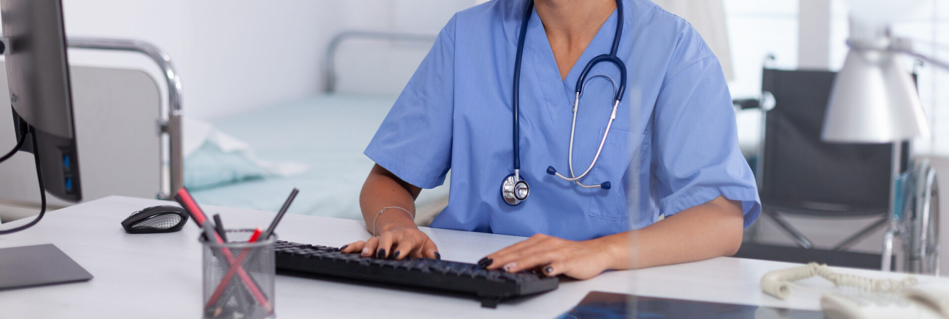 nurse on computer